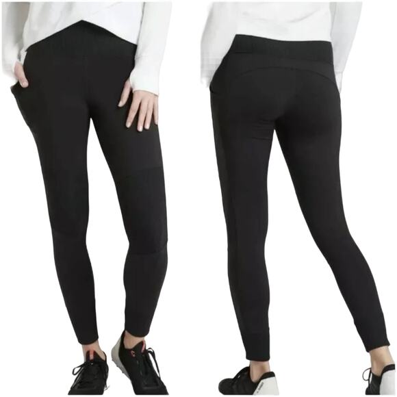Athleta Excursion Hybrid Tight Black Hiking Size XS #405666 EUC Ribbed Knit - Picture 1 of 12